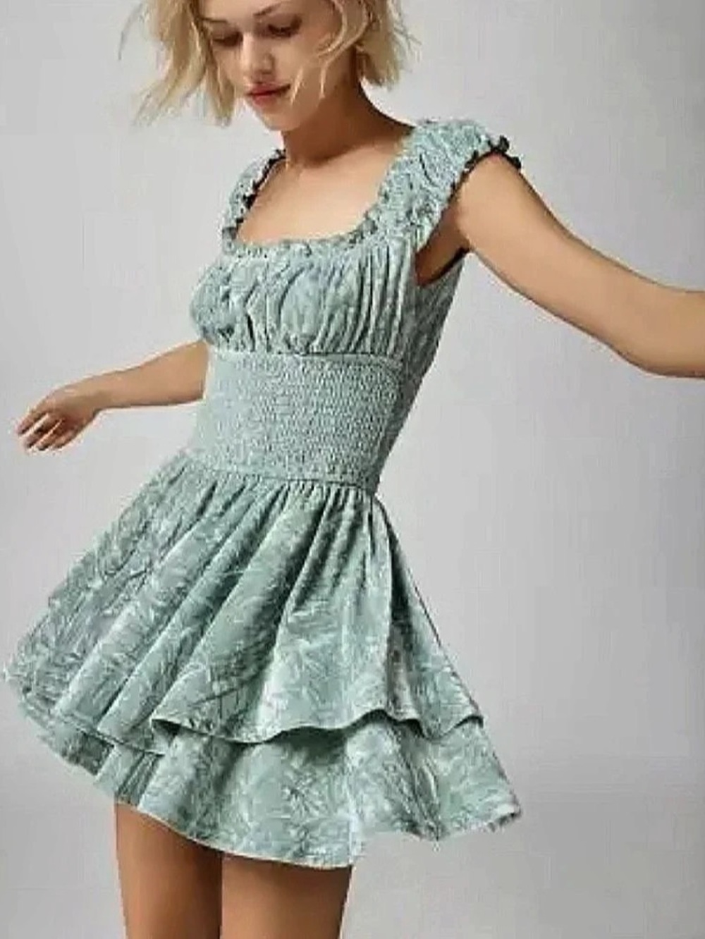 Urban Outfitters Smocked Mini romper in Green Size Large